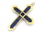 Antique yellow gold and lapis lazuli cross in Rococo style