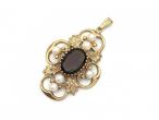 Vintage smokey quartz and pearl open work pendant in gold