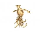 French 18kt yellow gold peacock brooch set with diamonds