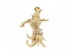 French 18kt yellow gold peacock brooch set with diamonds