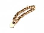Antique 15kt rose gold hollow curb link bracelet with heart clasp