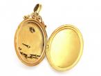Victorian turquoise, pearl and diamond oval locket in yellow gold