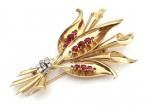 1950s ruby and diamond bouquet brooch in 18kt gold