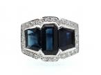 Art Deco three stone sapphire and diamond cluster ring