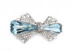 1950s Aquamarine & Diamond Bow Brooch