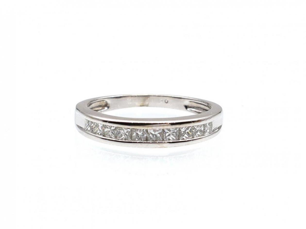 18kt white gold princess cut diamond half eternity ring