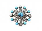 Convertible antique turquoise and diamond snowflake brooch/pendant