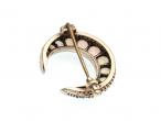Victorian opal set crescent moon brooch in silver on gold