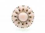 1960s angel skin coral and diamond floral cluster ring