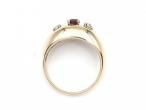 1970s ruby and diamond three stone bombé ring in gold