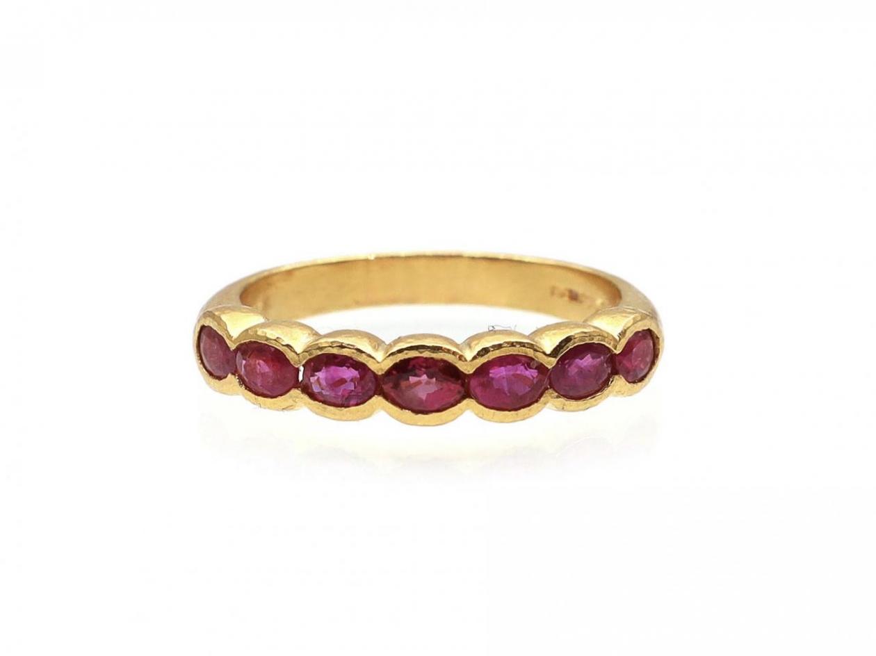 Vintage 18kt yellow gold ruby half eternity ring