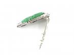 Art Deco carved jadeite, diamond and sapphire clip