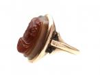 Antique sardonyx cameo of a bearded hooded man in rose gold