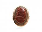 Antique sardonyx cameo of a bearded hooded man in rose gold