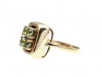 Vintage peridot square cluster ring in 9kt yellow gold