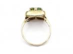Vintage peridot square cluster ring in 9kt yellow gold