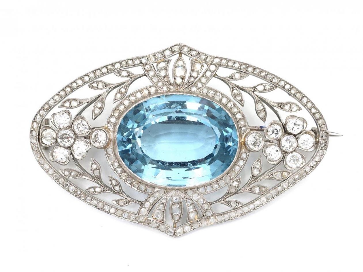 Belle Epoque Synthetic Spinel & Diamond Openwork Brooch