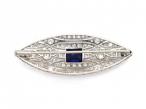 Art Deco square sapphire and diamond navette brooch