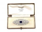 Art Deco square sapphire and diamond navette brooch