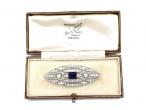 Art Deco square sapphire and diamond navette brooch