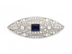 Art Deco square sapphire and diamond navette brooch