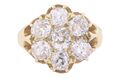 EDWARDIAN OLD EUROPEAN CUT CLUSTER RING, 1909