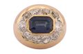 Vintage Oval Sapphire And Diamond Signet Style Cluster Ring In Yellow Gold