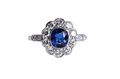 Platinum Sapphire and Diamond Cluster Ring