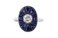 18ct White Gold Art Deco Sapphire and Diamond Target Ring