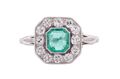 ART DECO EMERALD AND DIAMOND CLUSTER, CIRCA 1930