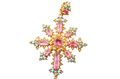 LATE GEORGIAN PINK TOPAZ AND TURQUOISE CROSS, CIRCA 1830