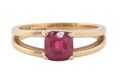 Mid-century 18kt yellow gold cushion cut red spinel ring