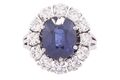 SAPPHIRE AND DIAMOND CLUSTER RING