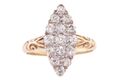 VICTORIAN OLD EUROPEAN-CUT DIAMOND NAVETTE CLUSTER RING, CIRCA 1890