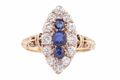 LATE VICTORIAN SAPPHIRE AND DIAMOND MARQUISE CLUSTER RING, CIRCA 1890