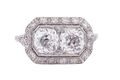 Platinum Art Deco Twin Cushion Cut Diamond Ring
