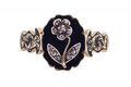 MID-VICTORIAN ENAMEL AND DIAMOND MOURNING RING, CIRCA 1852