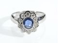 Contemporary sapphire and diamond floral cluster ring