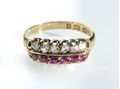 Victorian Ruby & Diamond Double Row Ring in Gold