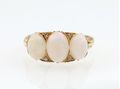 Antique White Precious Opal Three Stone Carved Ring in Gold
