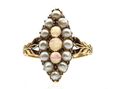 Edwardian Opal & Seed Pearl Marquise Cluster Ring in Gold