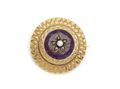 Antique French Pearl Diamond & Amethyst Circular Brooch