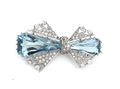 1950s Aquamarine & Diamond Bow Brooch