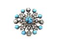 Convertible Antique Turquoise & Diamond Snowflake Brooch Pendant