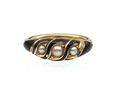 Victorian Natural Pearl & Black Enamel Memorial Ring