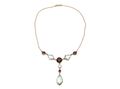 Arts and Crafts Aquamarine & Almandine Garnet Drop Necklace in Gold