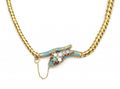 Victorian Opal, Diamond, Ruby & Light Blue Enamel Serpent Necklace