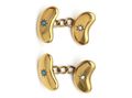 Victorian pearl and turquoise bean cufflinks in 15kt gold