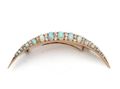 Victorian Opal & Diamond Crescent Moon Brooch