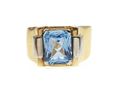 Retro Blue Topaz Two Tone White & Yellow Gold Ring